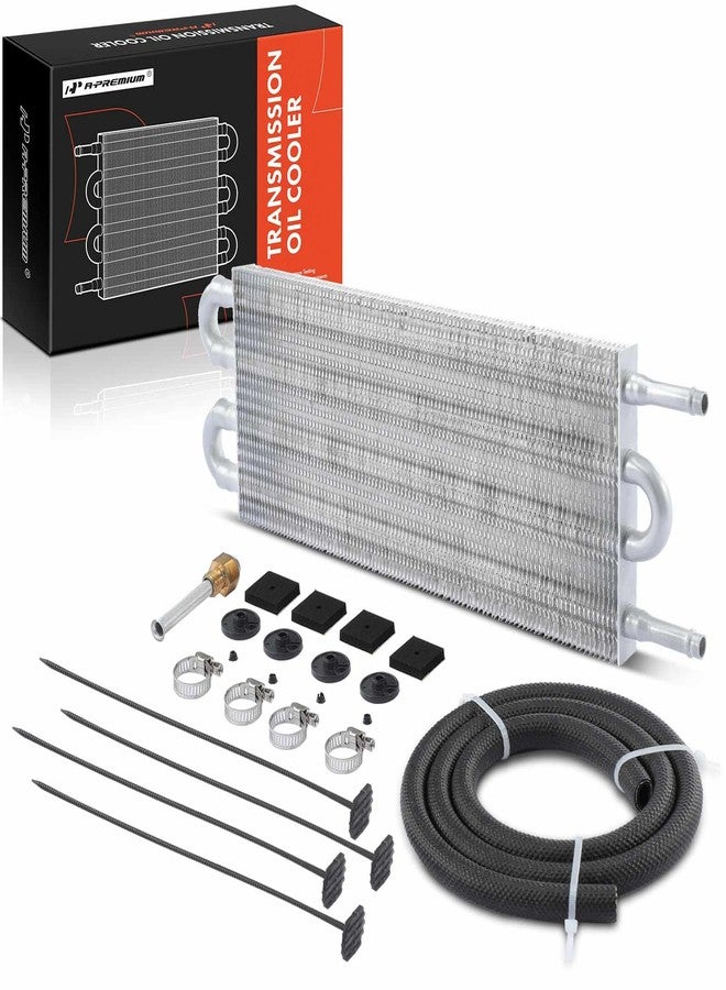A-Premium Transmission Oil Cooler, Universal Aluminium 4 Pass Tube and Fin, Towing Up To 2,500 lbs, Oil Cooler Kit with Hose Mounting Kit - Image 1